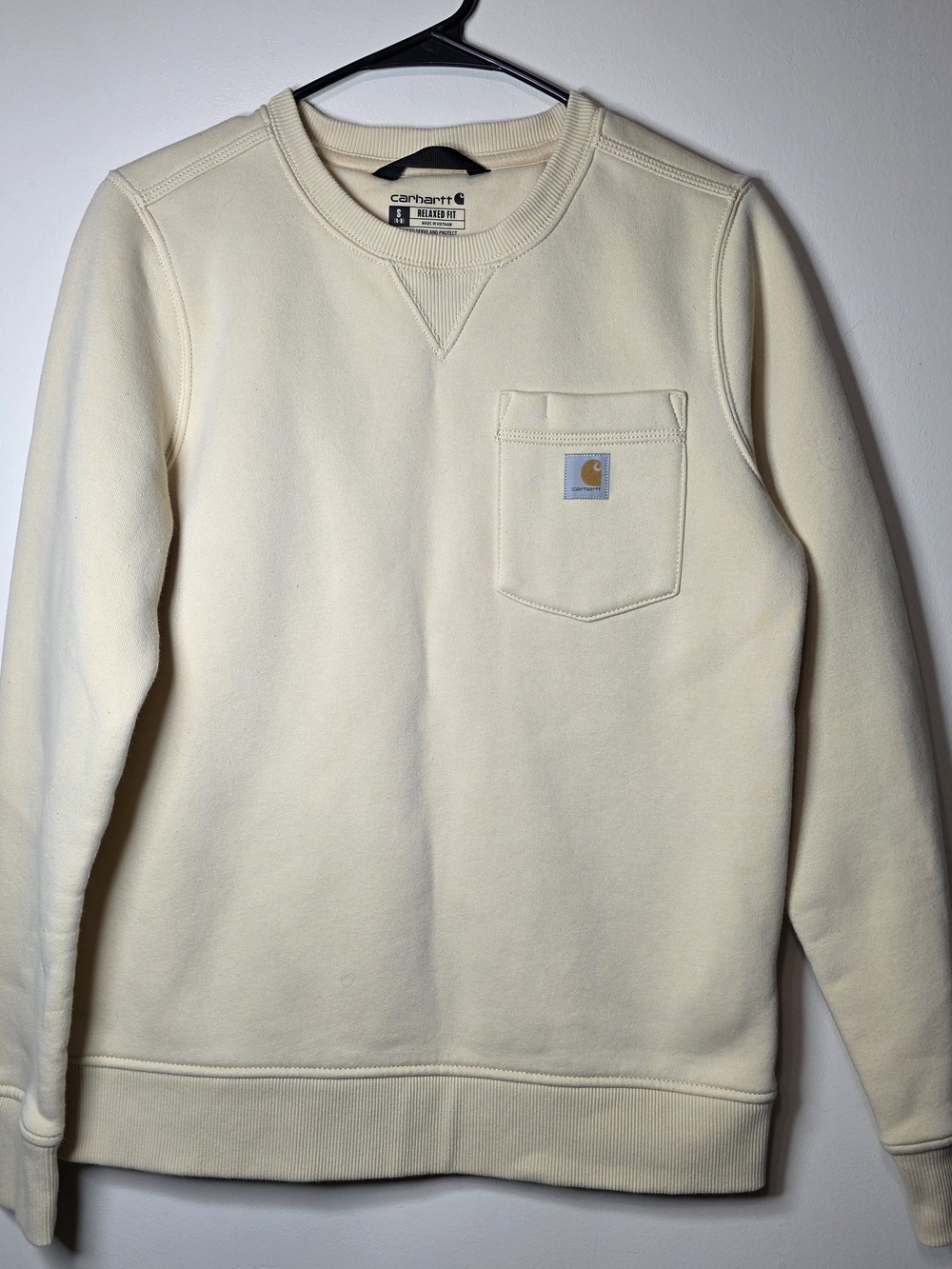 Carhartt Men's Cream Crewneck Sweatshirt with Pocket